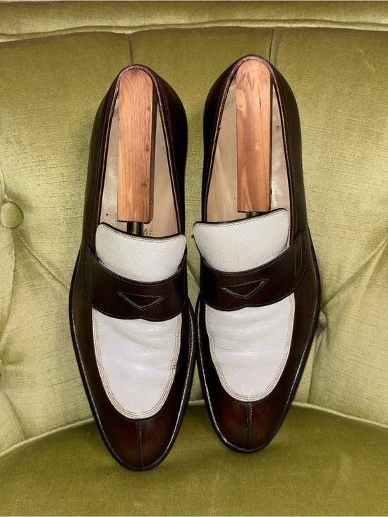 Salvatore Ferragamo Other - Vintage Salvator Ferragamo Paris Contrast Penny Loafer Men’s 8 D Brown Ivory